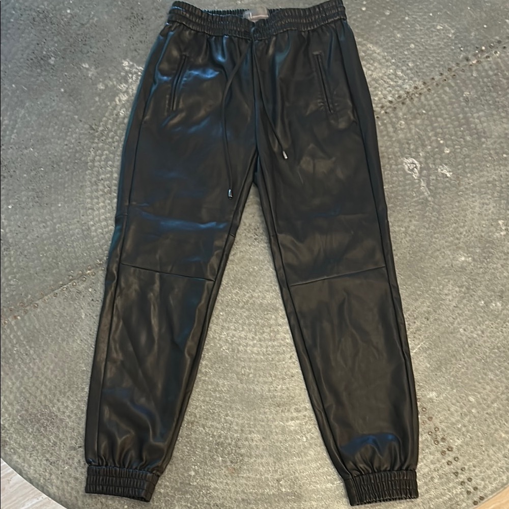 Anthropologie Vegan Leather Joggers